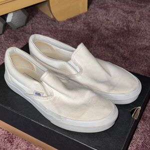 Vans Classic White Canvas Slip-Ons